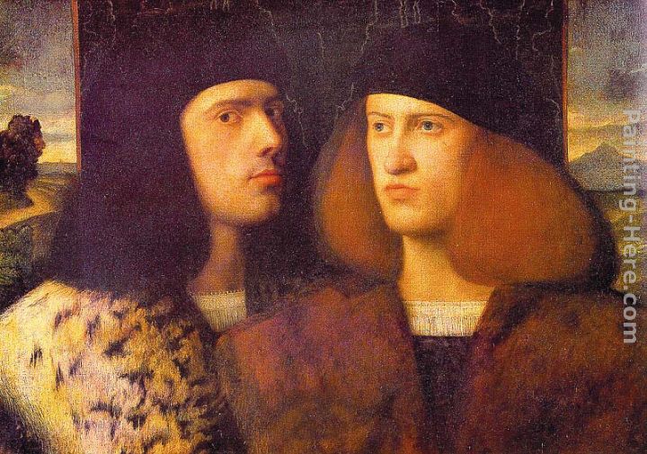 Portrait of Two Young Men painting - Giovanni Cariani Portrait of Two Young Men art painting